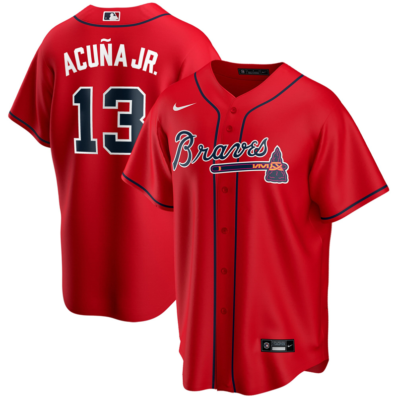 2020 MLB Men Atlanta Braves #13 Ronald Acuna Jr. Nike Red Alternate 2020 Replica Player Jersey 1->houston astros->MLB Jersey